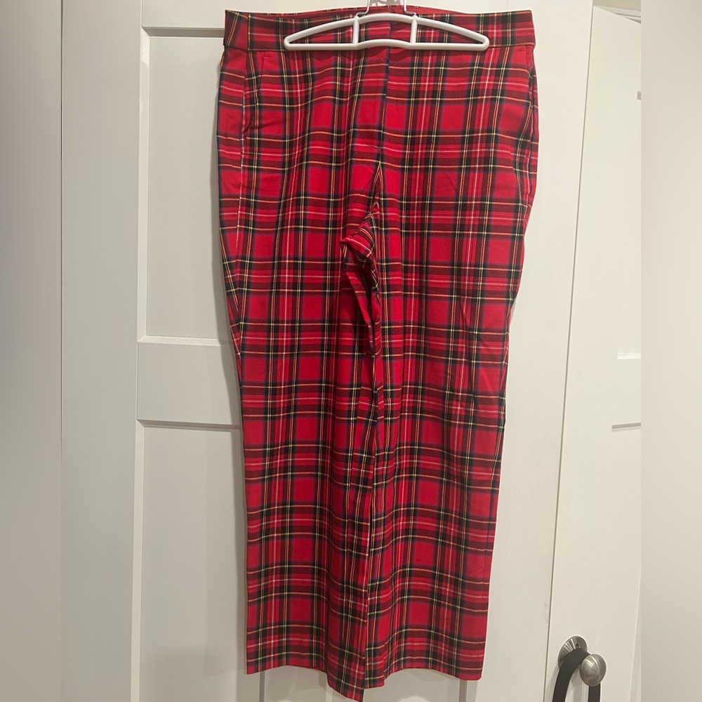 J. Crew Red Plaid Ankle Pants